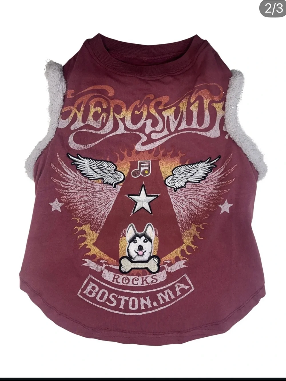 Aerosmith Rock Band Boston MA Maroon Dog Tee - Stylish Pet Shirt